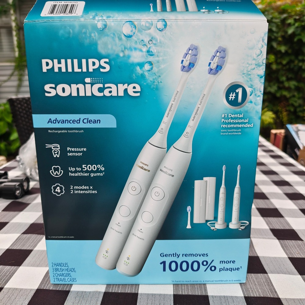Philips Sonicare Advanced Clean Rechargeable Toothbrush 2-Pack White HX7129/01